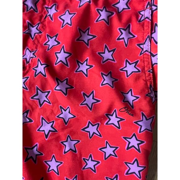 Onia Men's The Calder Swim Trunks Red w/ Purple Stars Size 30 - Picture 3 of 4